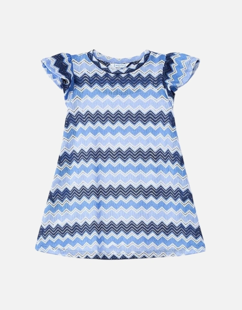 Girls Blue Zig Zag Dress