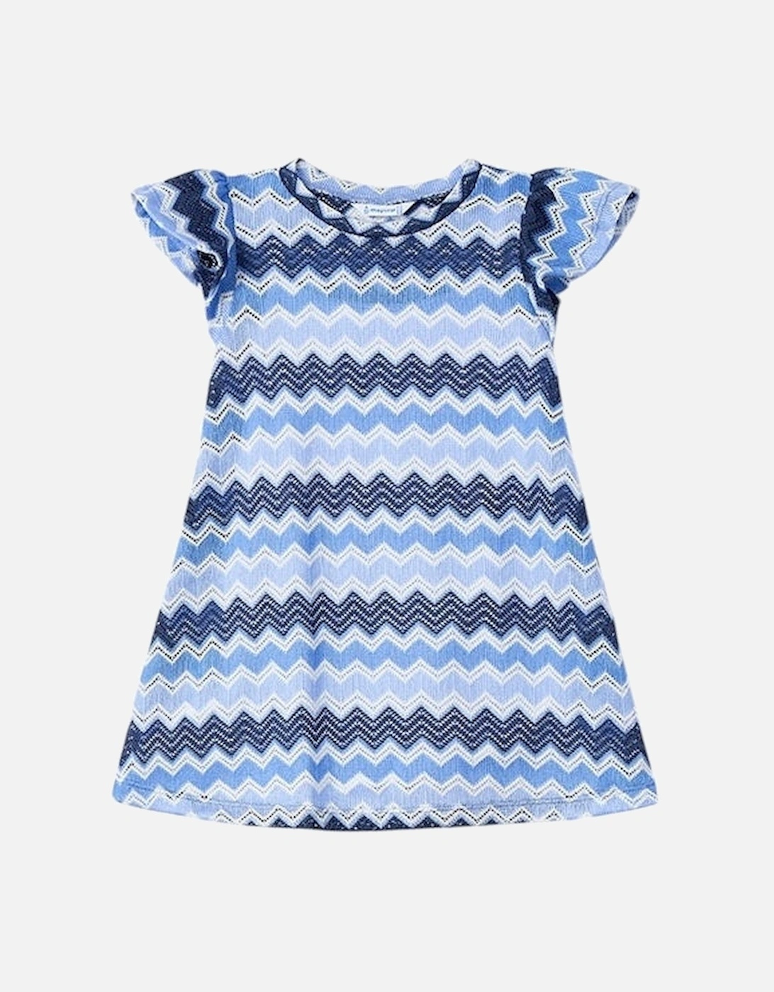 Girls Blue Zig Zag Dress, 4 of 3