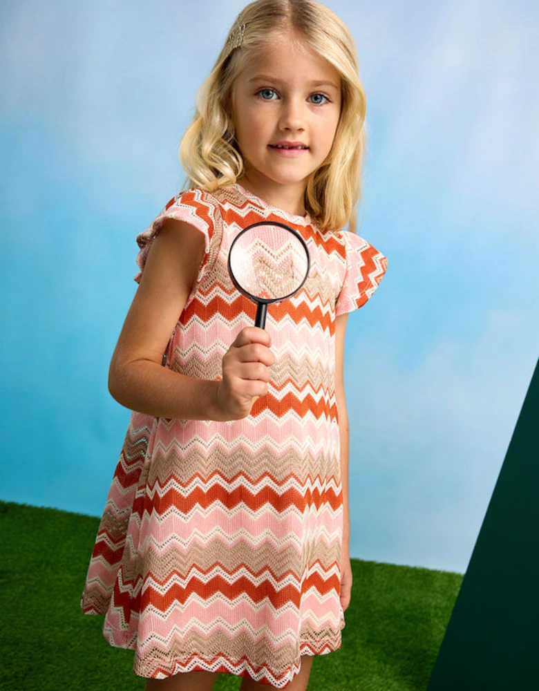 Girls Orange Zig Zag Dress