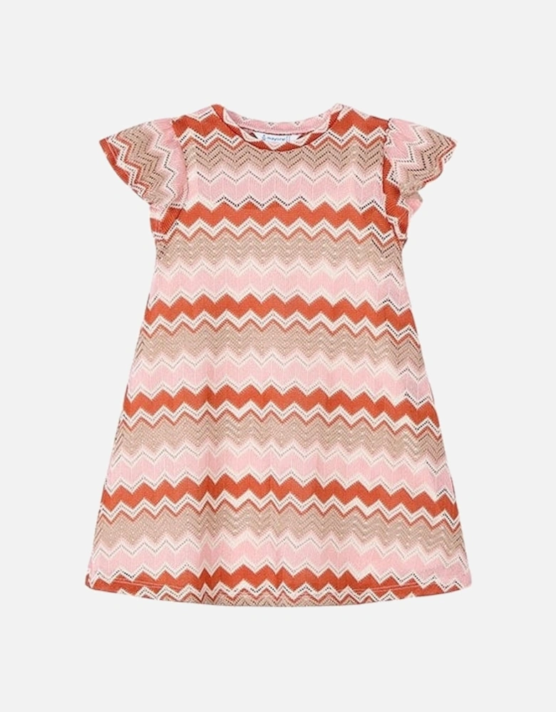 Girls Orange Zig Zag Dress