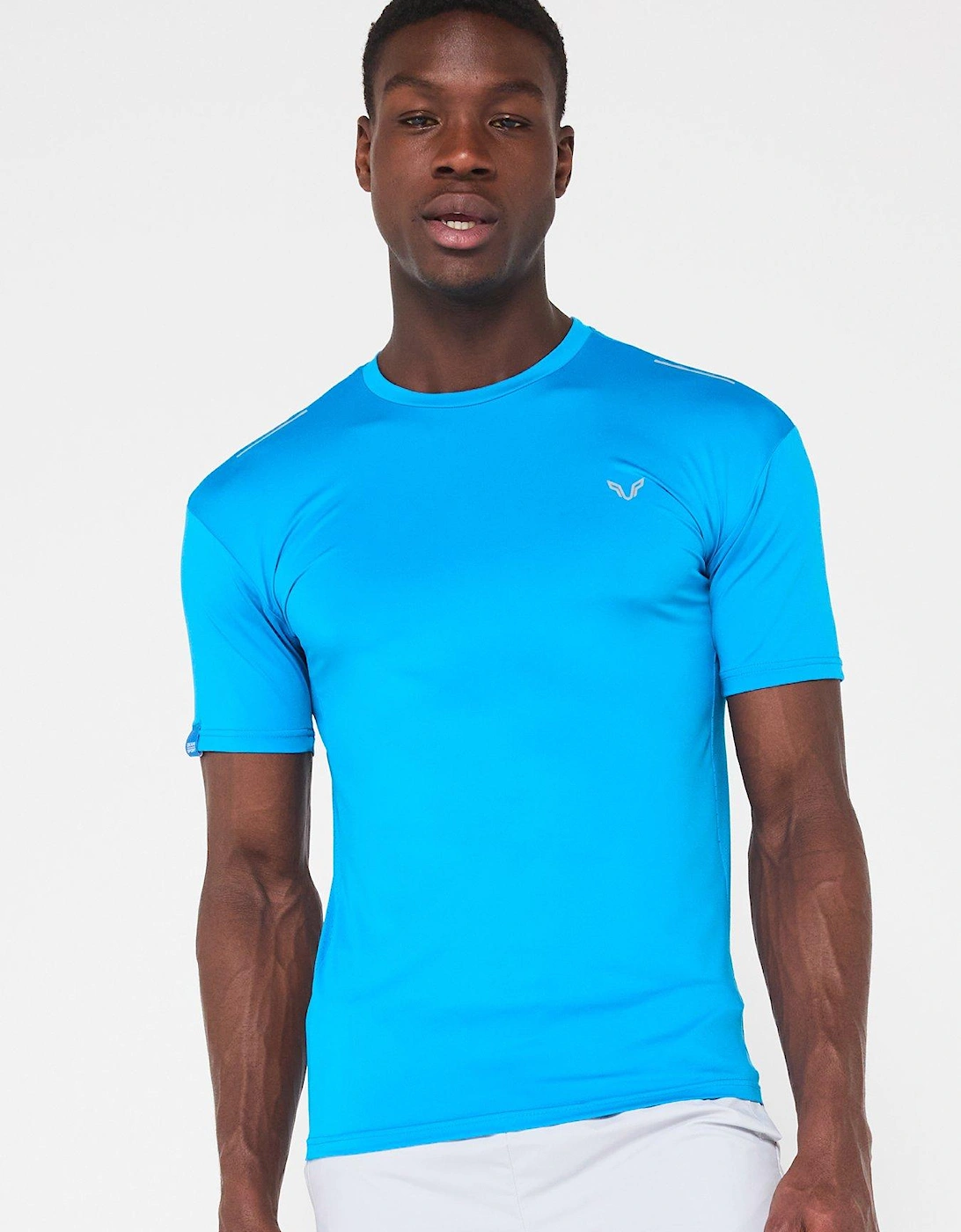 Mens Brockton Poly Panelled T-Shirt - Blue, 7 of 6