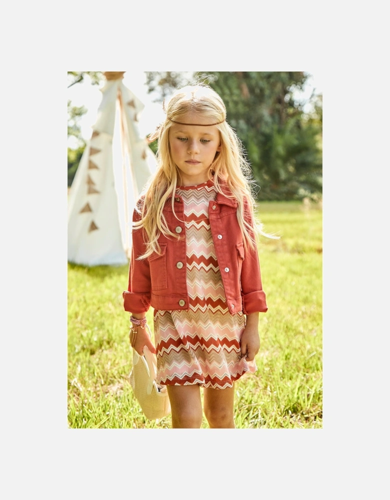 Girls Orange Zig Zag Dress