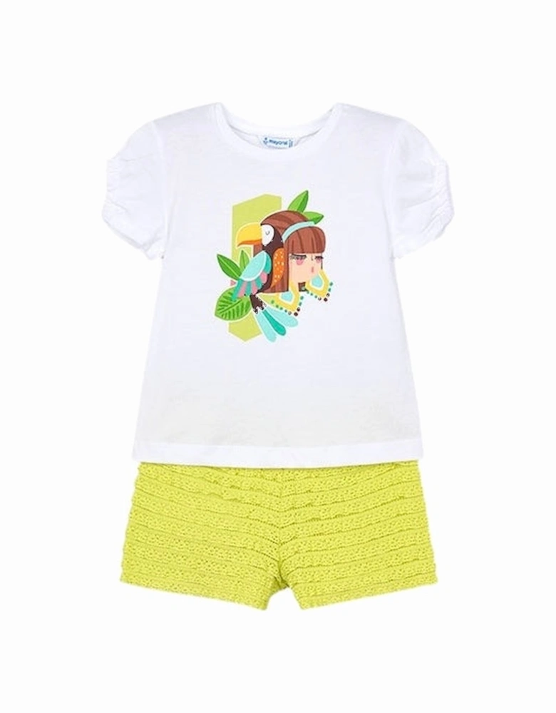 Girls Lime Frill Short Set