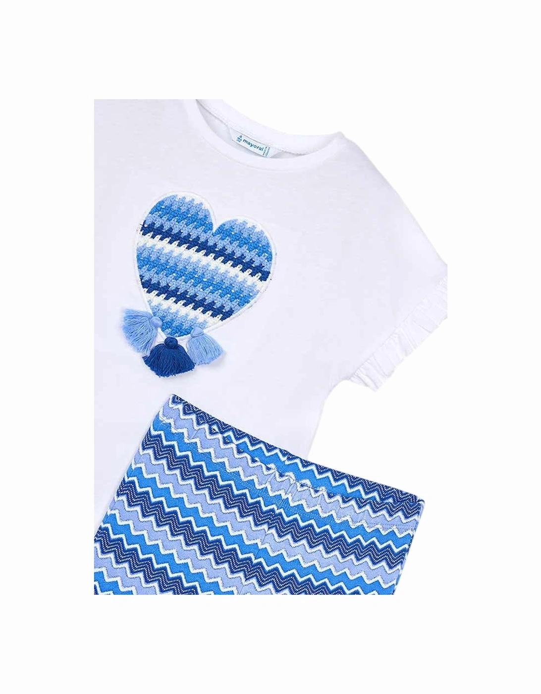 Girls Blue Zig Zag Flared Trouser Set