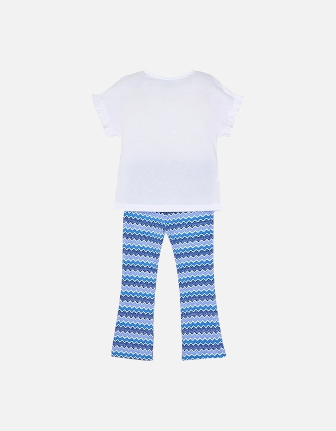 Girls Blue Zig Zag Flared Trouser Set