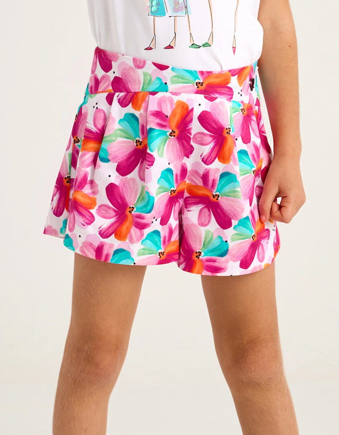 Girls Multicoloured Flower Short Set