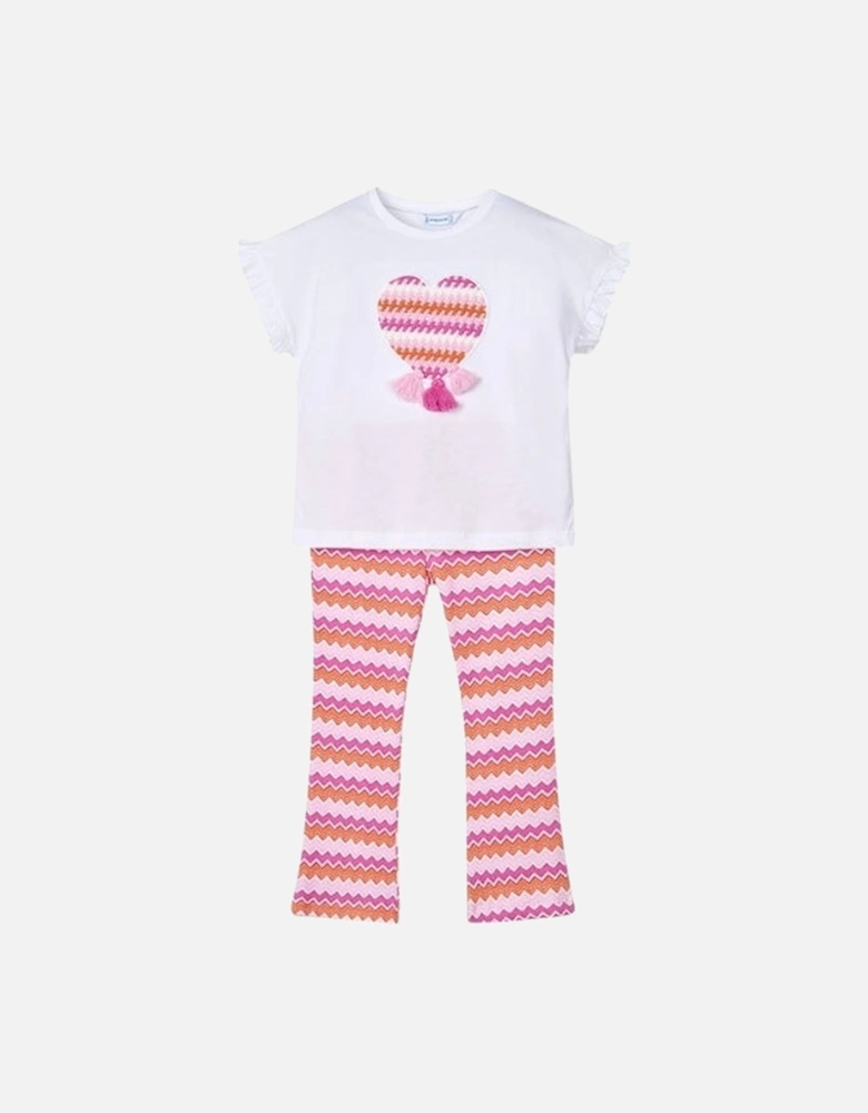 Girls Fuchsia Zig Zag Flared Trouser Set