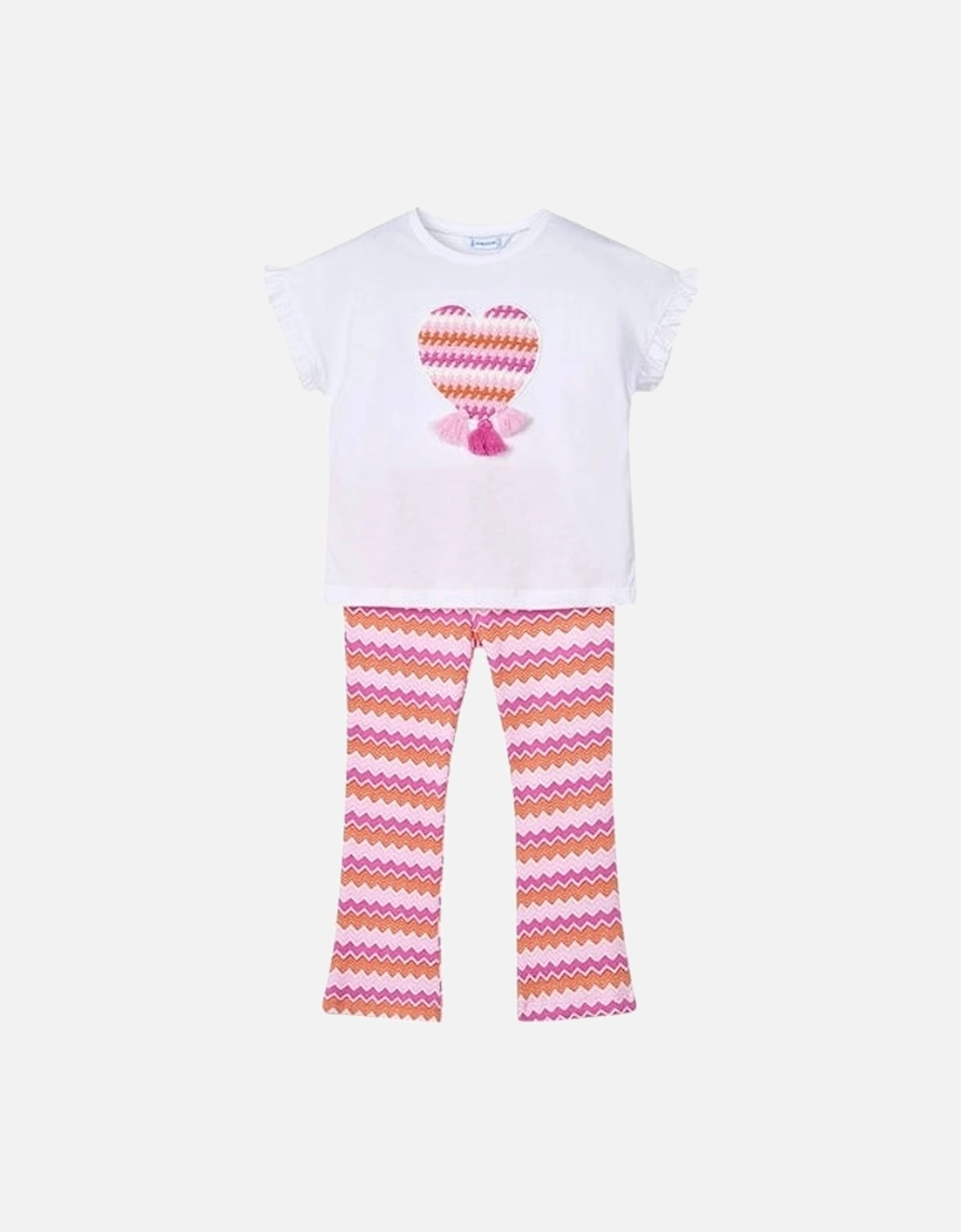 Girls Fuchsia Zig Zag Flared Trouser Set, 4 of 3