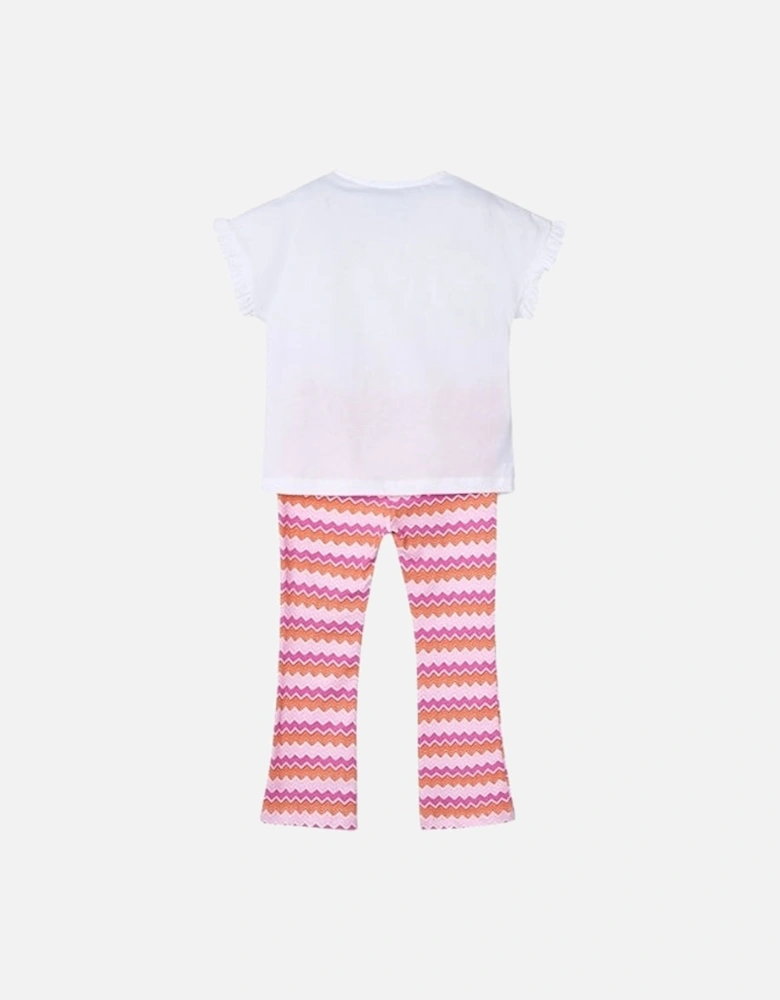 Girls Fuchsia Zig Zag Flared Trouser Set