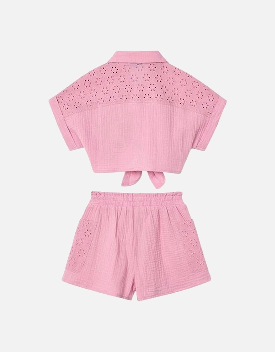 Girls Pink Cotton Crinkle Short Set