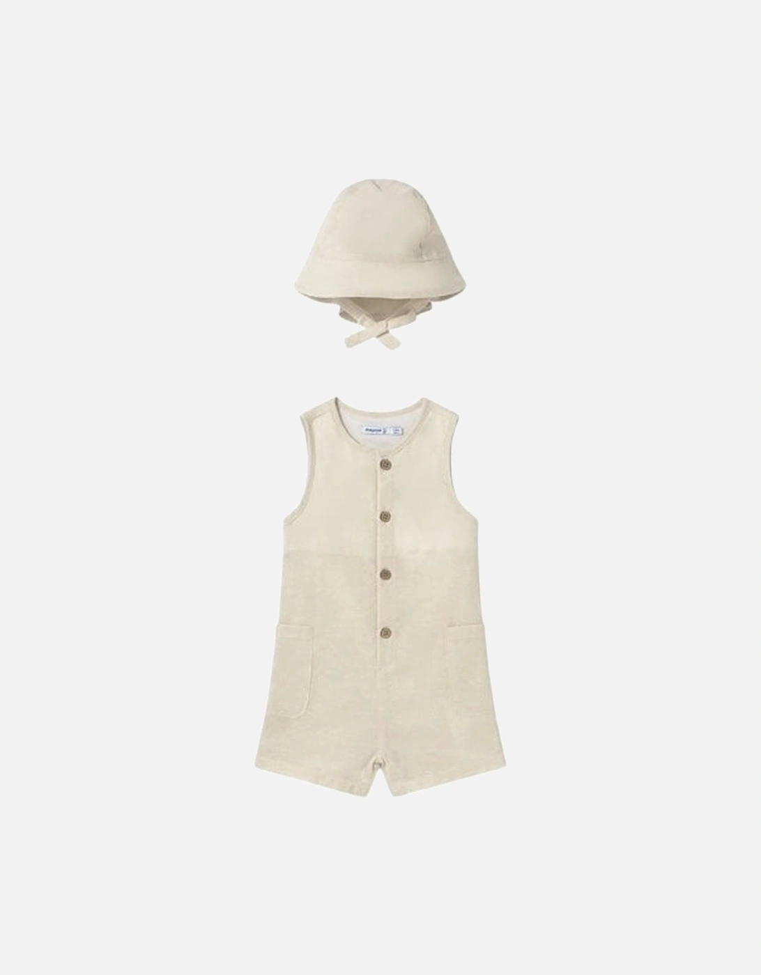 Boys Linen Dungaree and Hat Set, 4 of 3