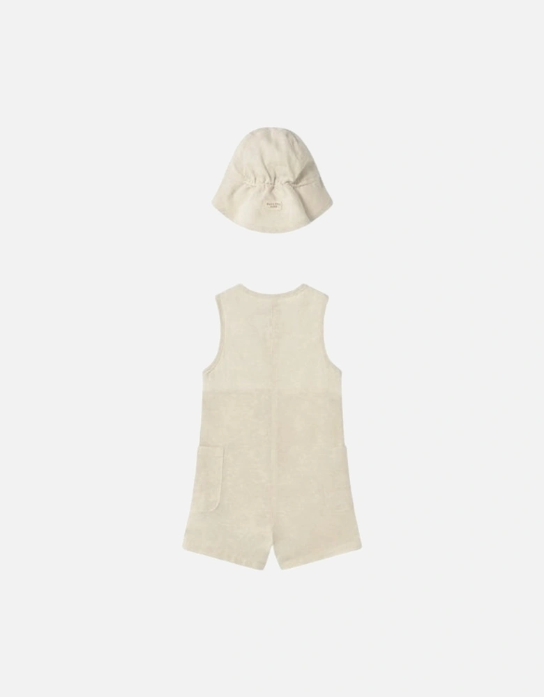 Boys Linen Dungaree and Hat Set