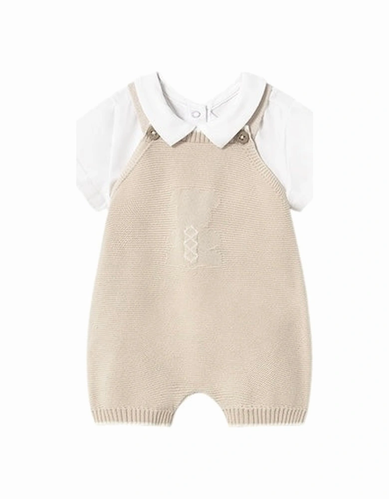 Boys Beige Knit Romper Set