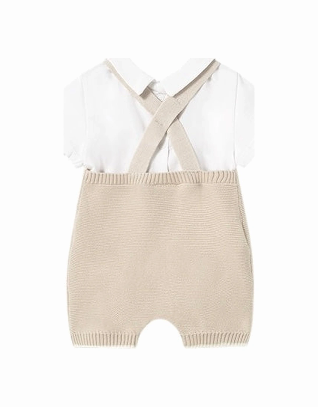 Boys Beige Knit Romper Set