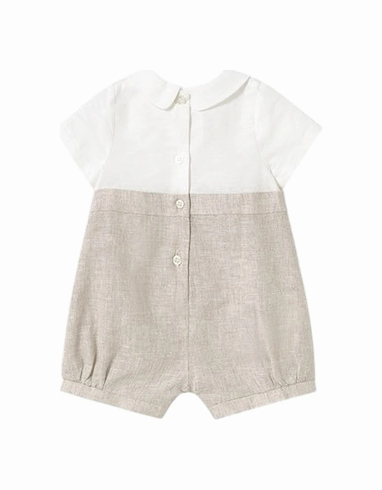 Boys Beige Linen Romper