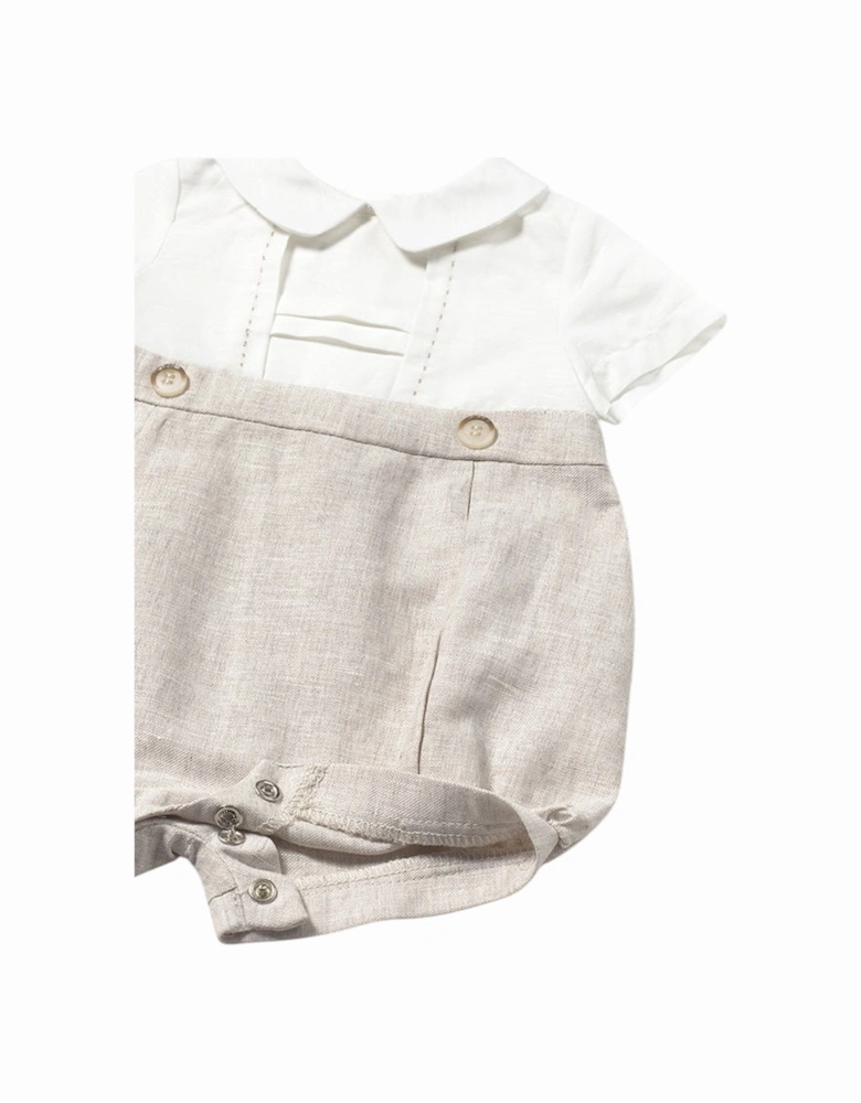 Boys Beige Linen Romper