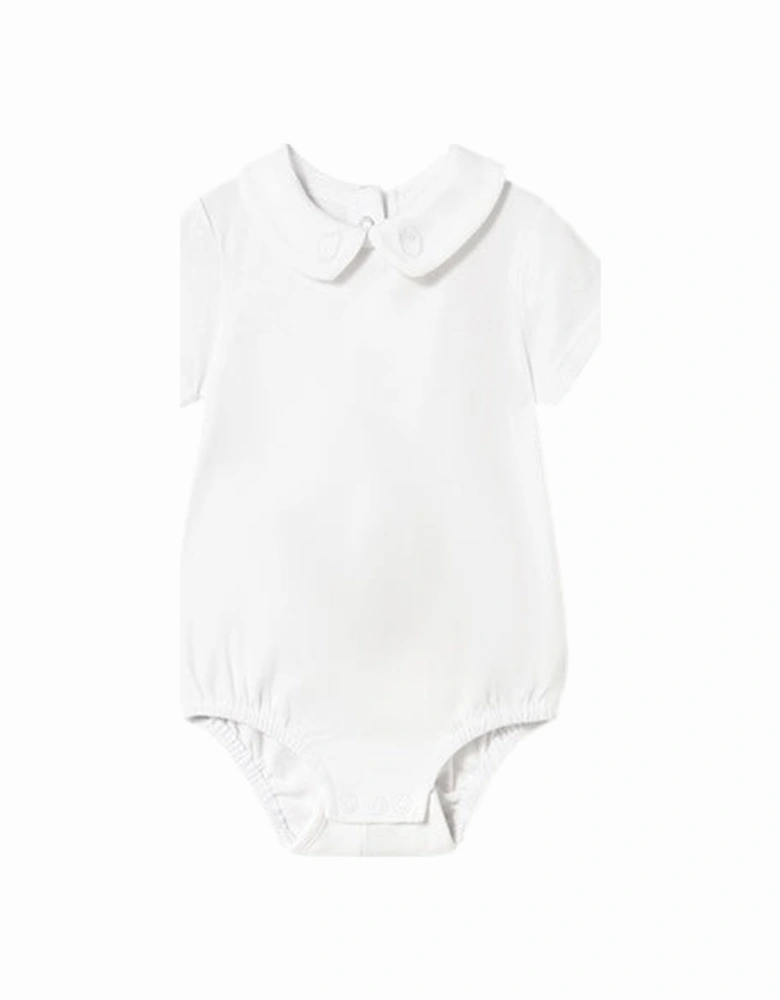 Boys White Cotton Romper