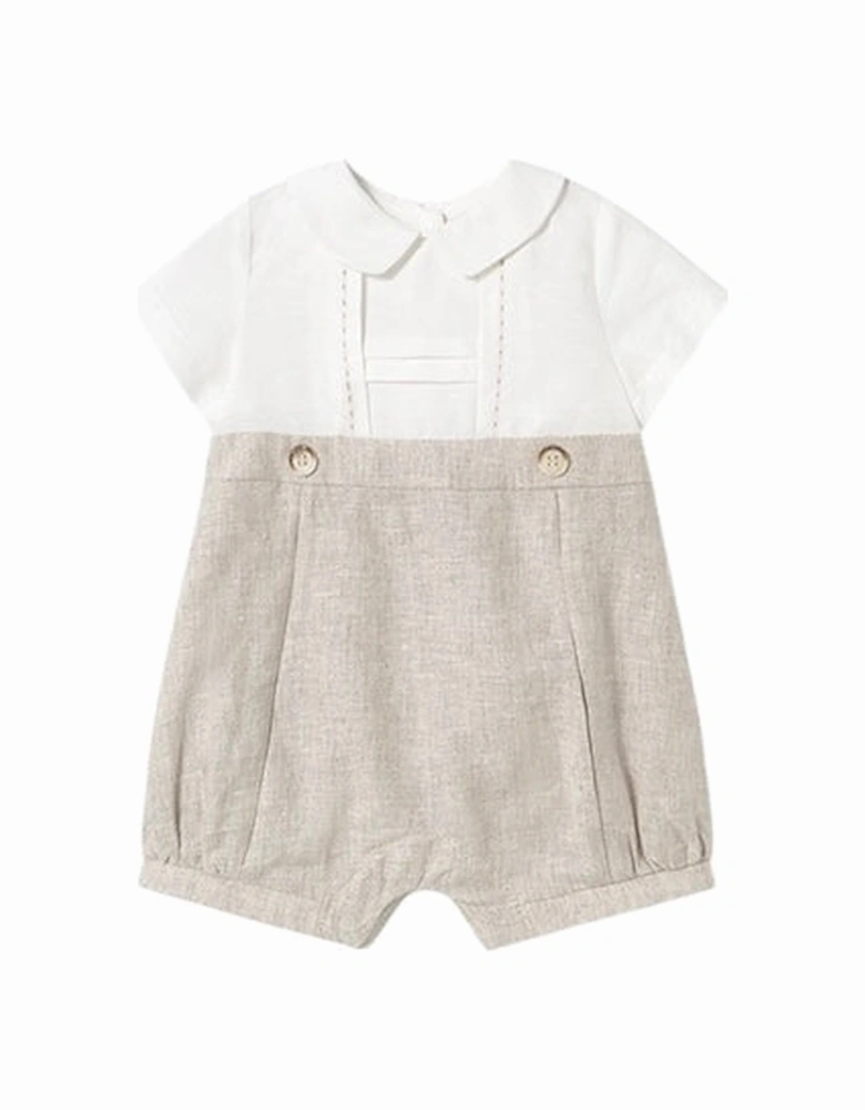 Boys Beige Linen Romper