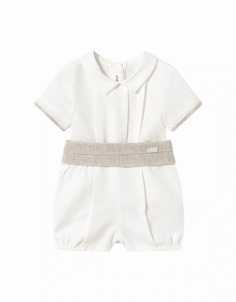 Boys Beige Linen Buster Suit