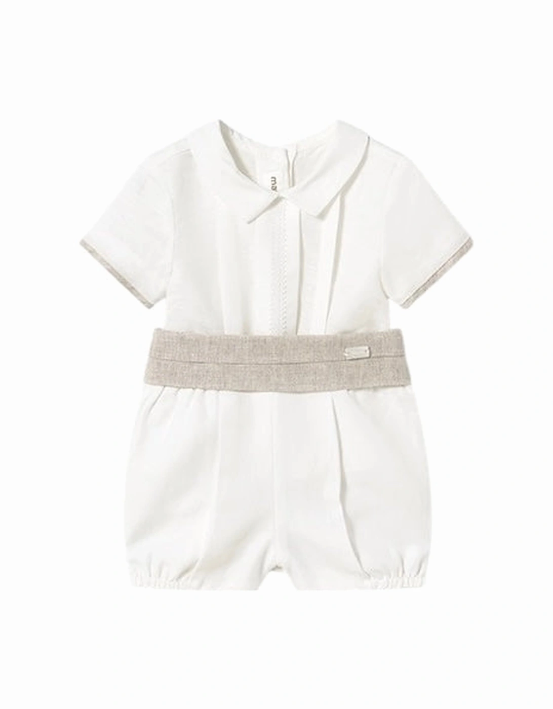 Boys Beige Linen Buster Suit, 5 of 4