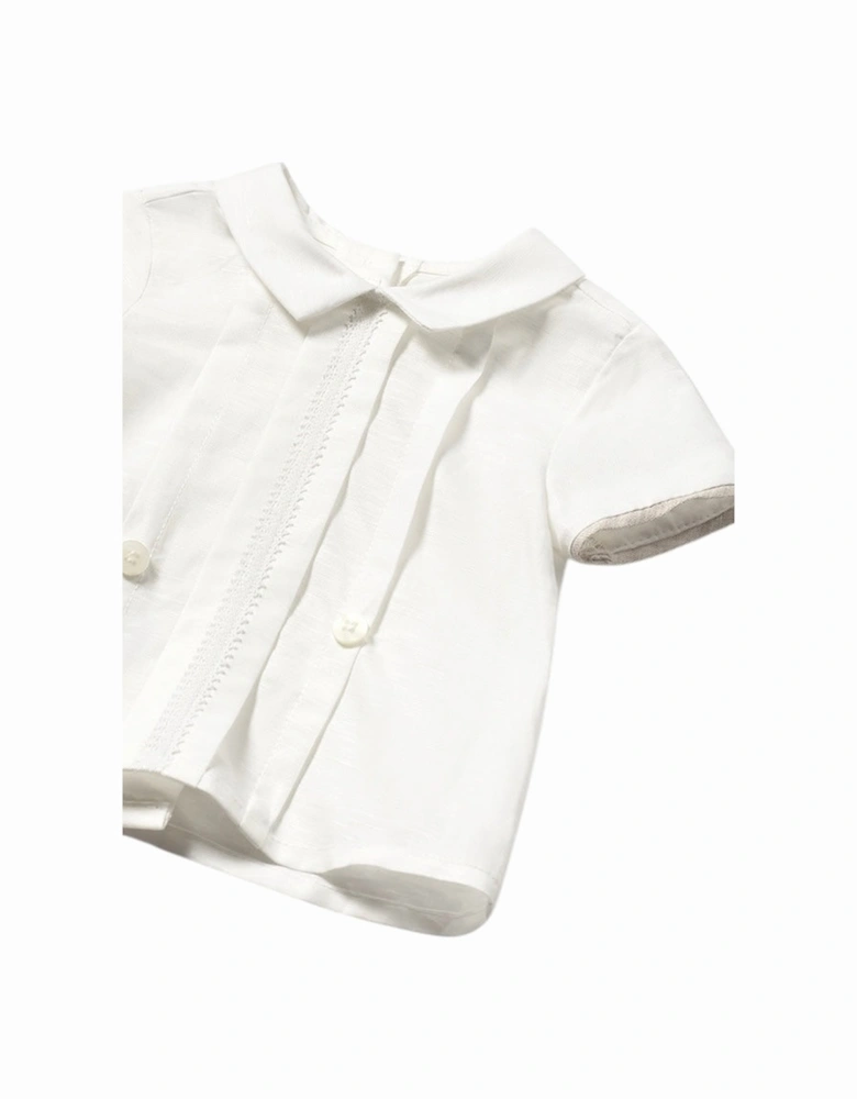 Boys Beige Linen Buster Suit