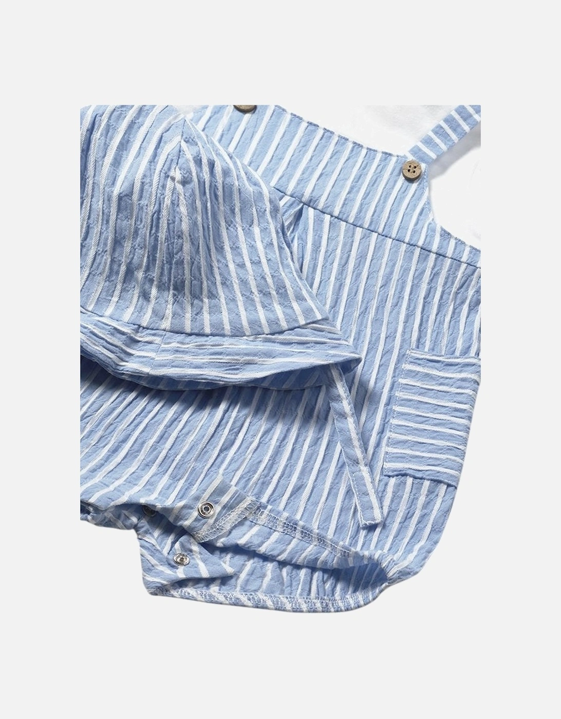 Boys Blue Stripe Romper and Hat Set