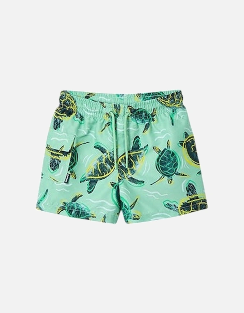 Boys Green Print Swim Shorts