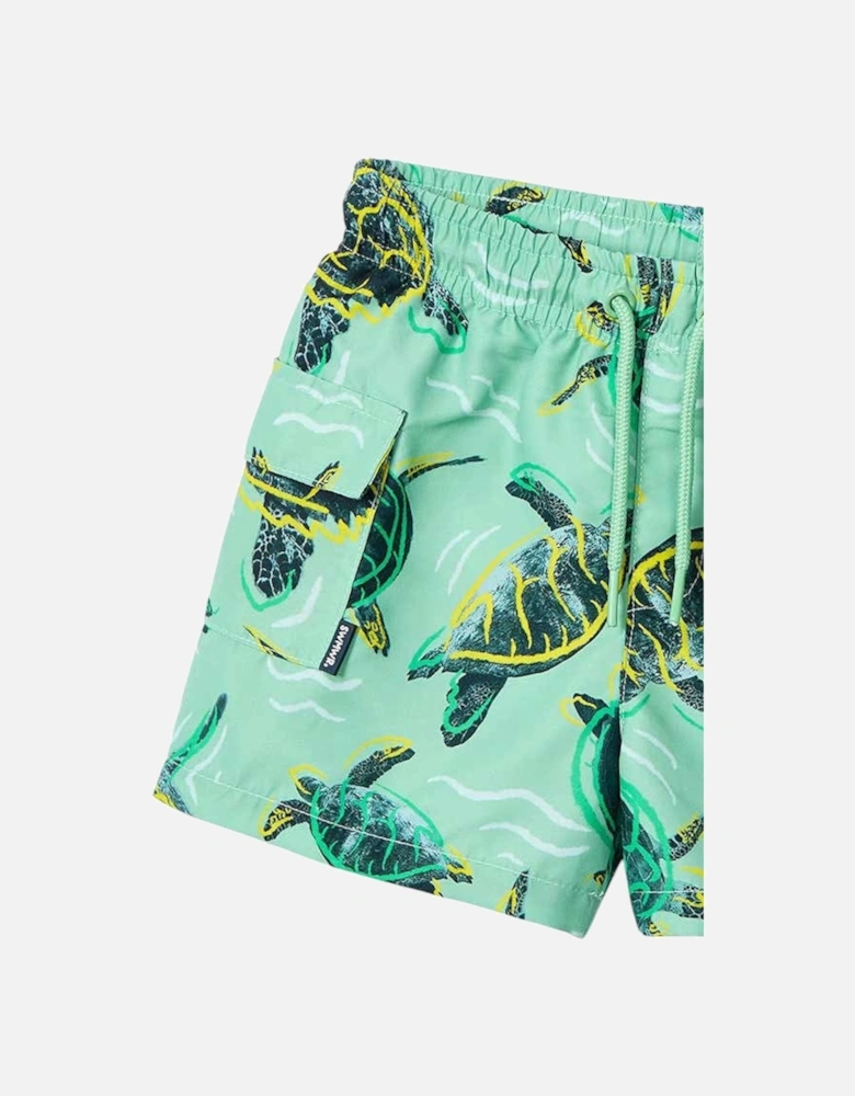 Boys Green Print Swim Shorts