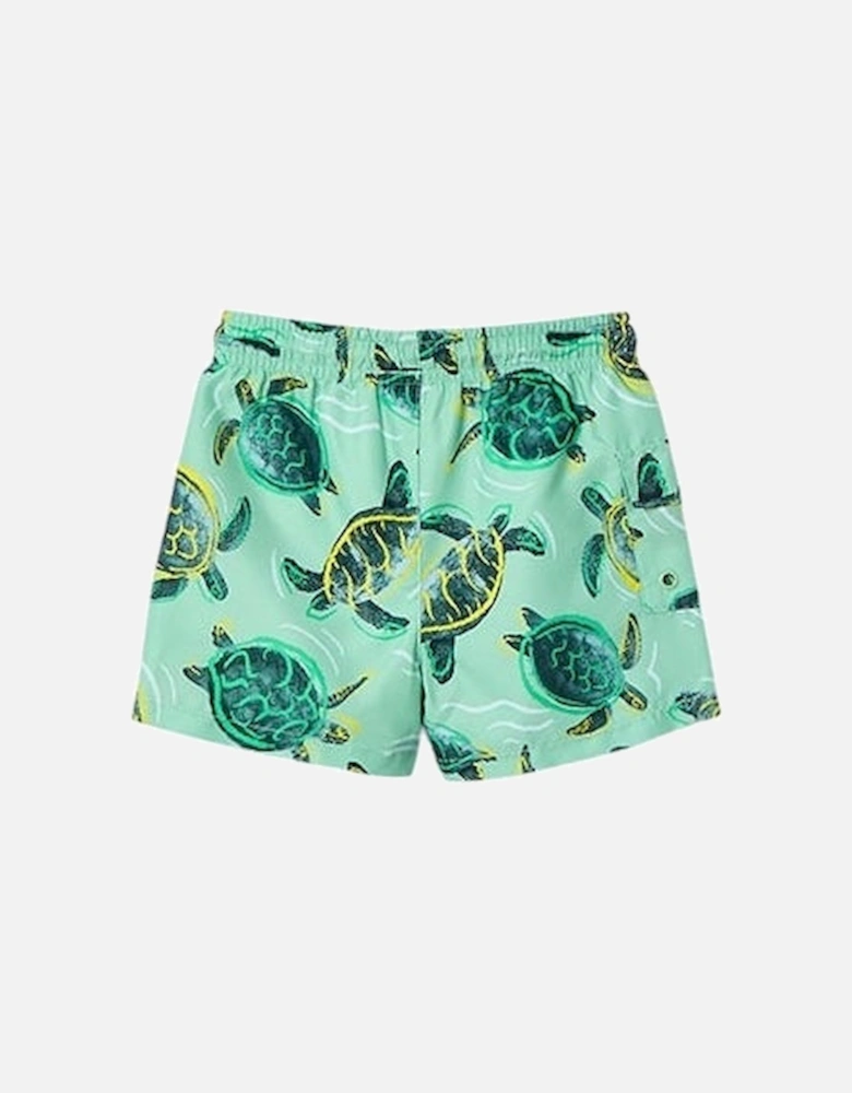 Boys Green Print Swim Shorts