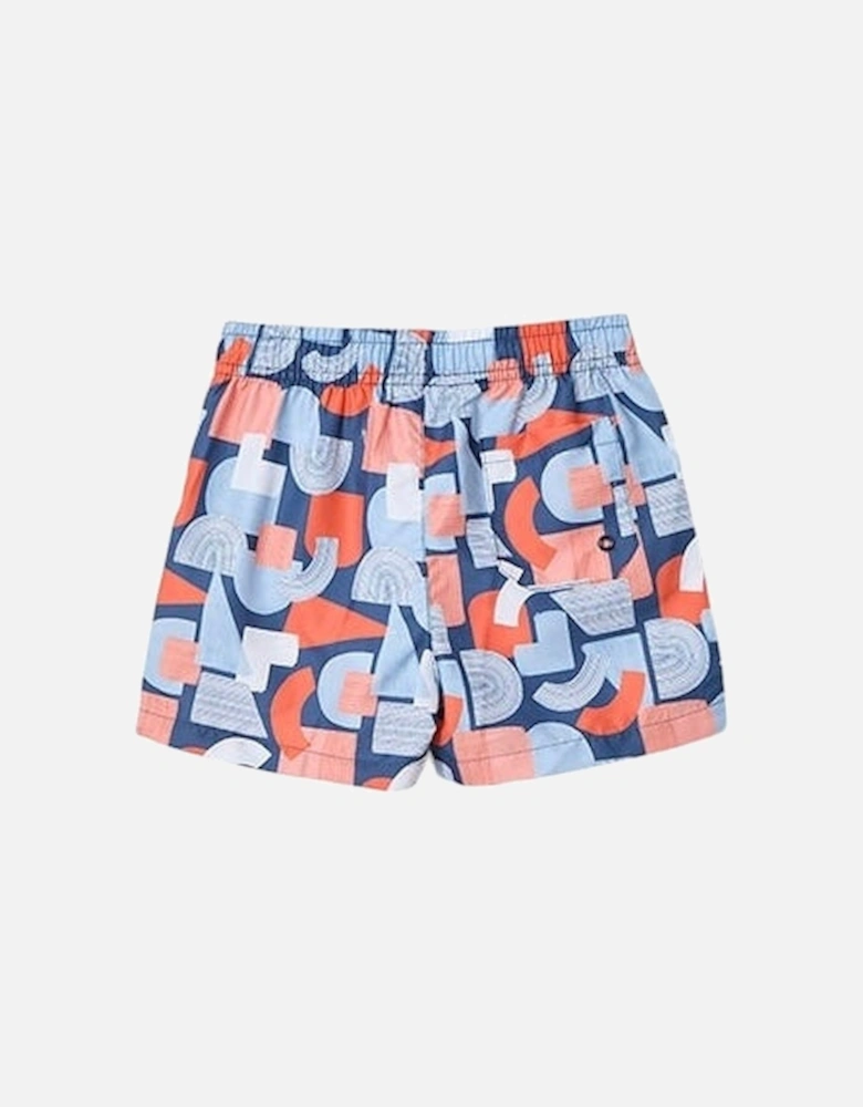 Boys Navy Print Swim Shorts