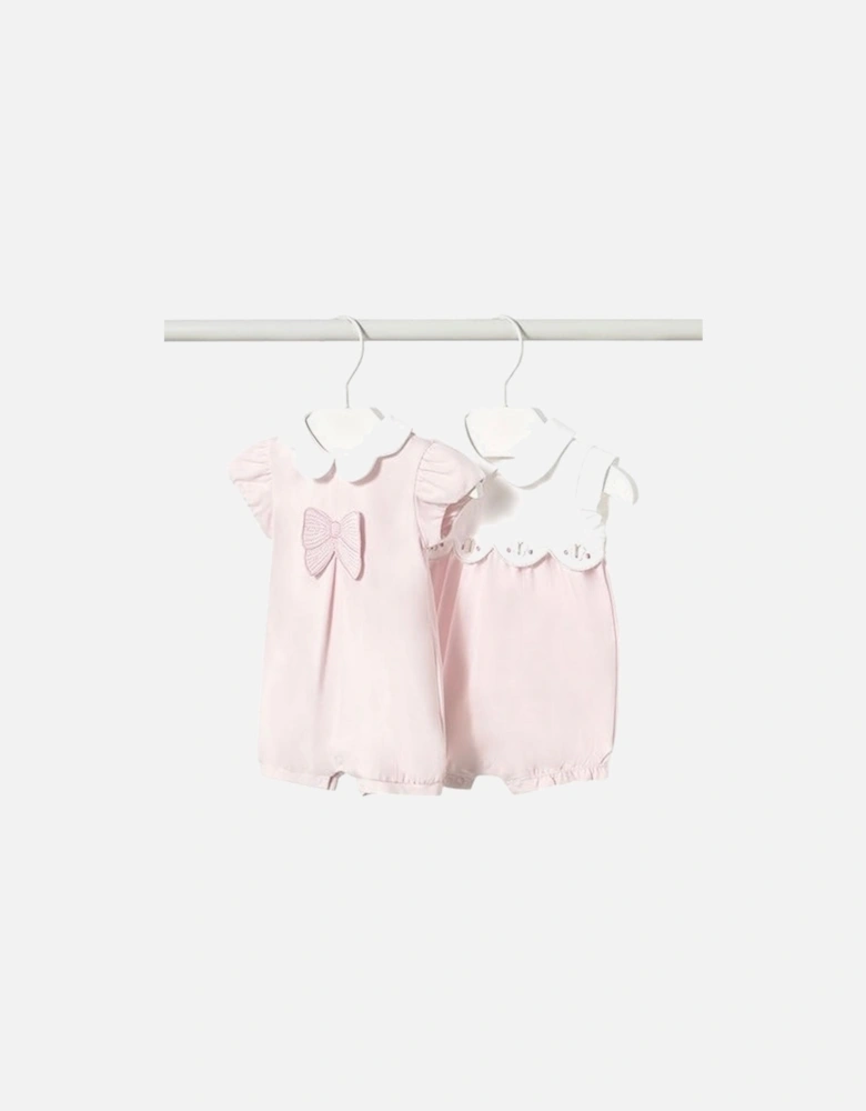 Girls Pink Bow 2 Pack Romper