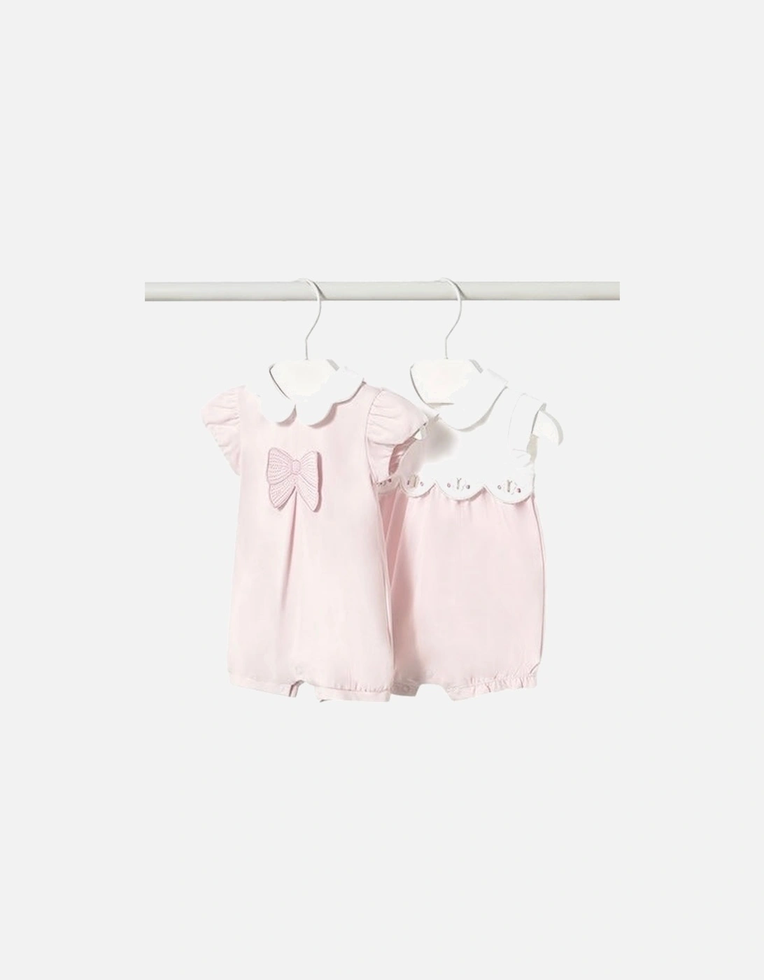 Girls Pink Bow 2 Pack Romper, 5 of 4