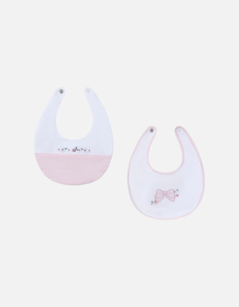 Girls Pink Bow Bibs Set