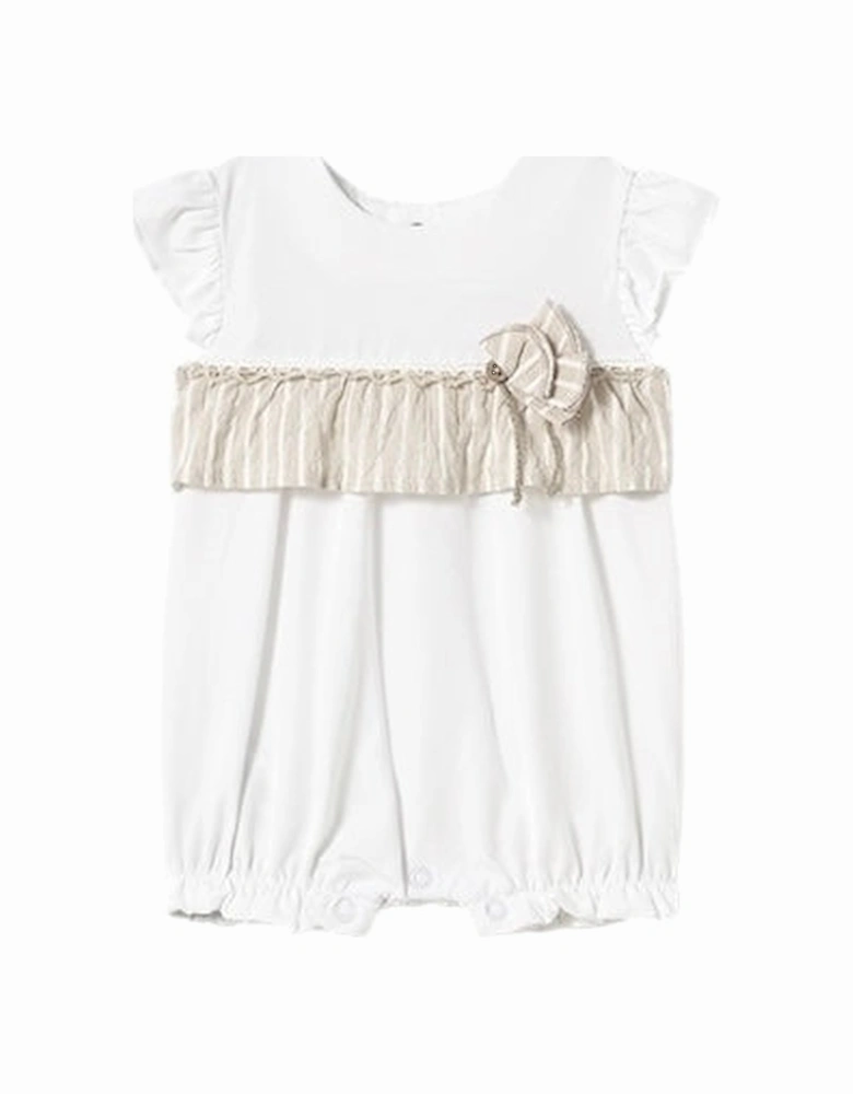 Girls Beige Stripe Romper