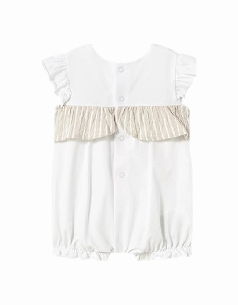 Girls Beige Stripe Romper