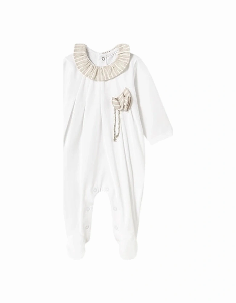 Girls Beige Stripe Babygrow