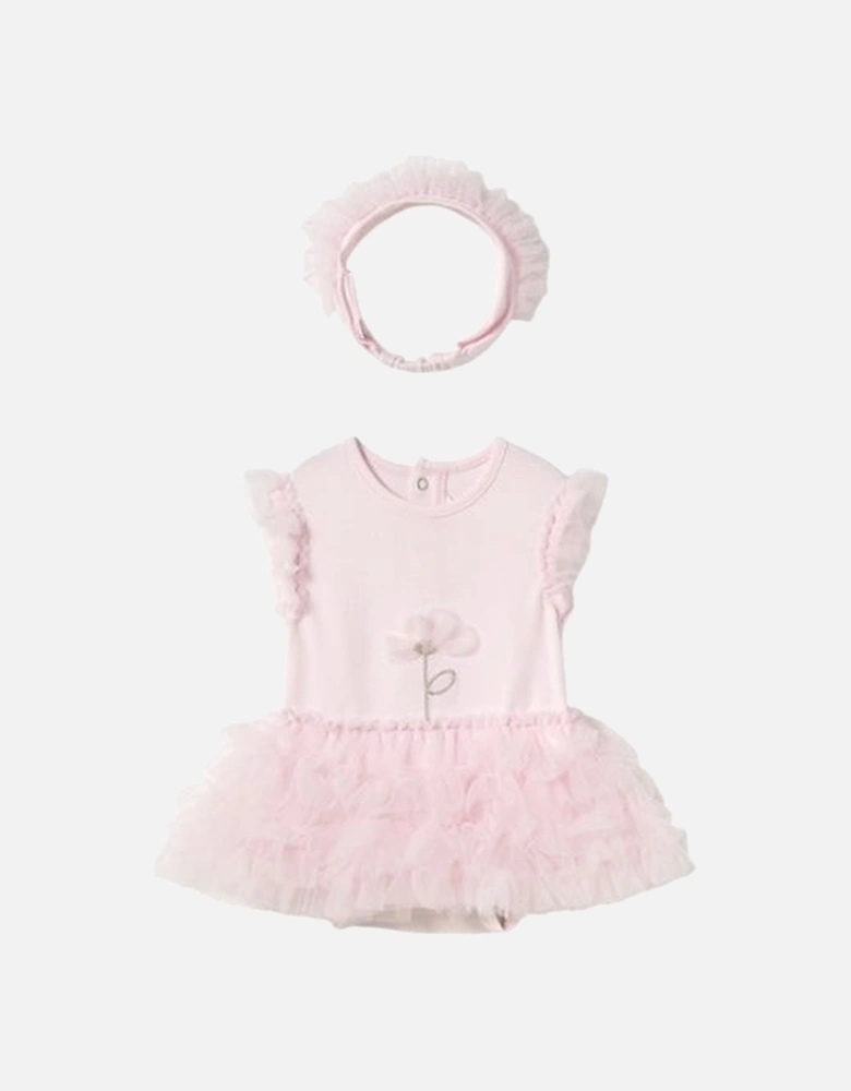 Girls Pink Tutu Romper Set