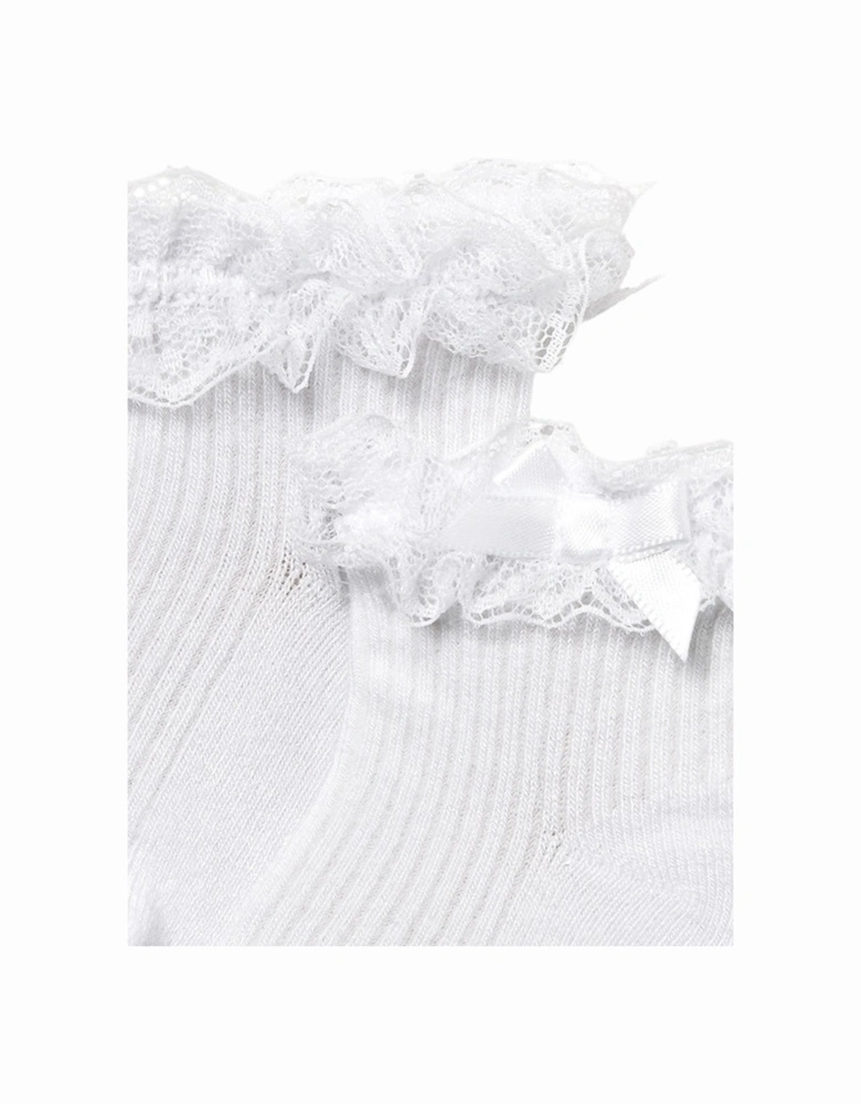 Girls White Frilly Socks