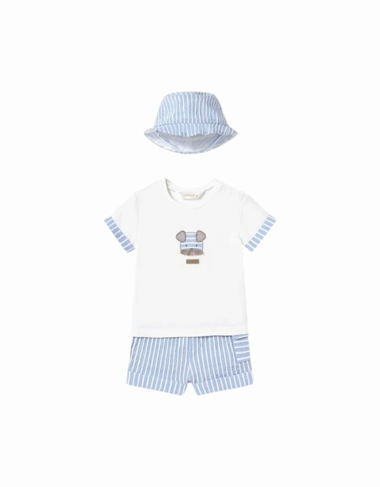 Boys Blue Stripe Short Set and Hat