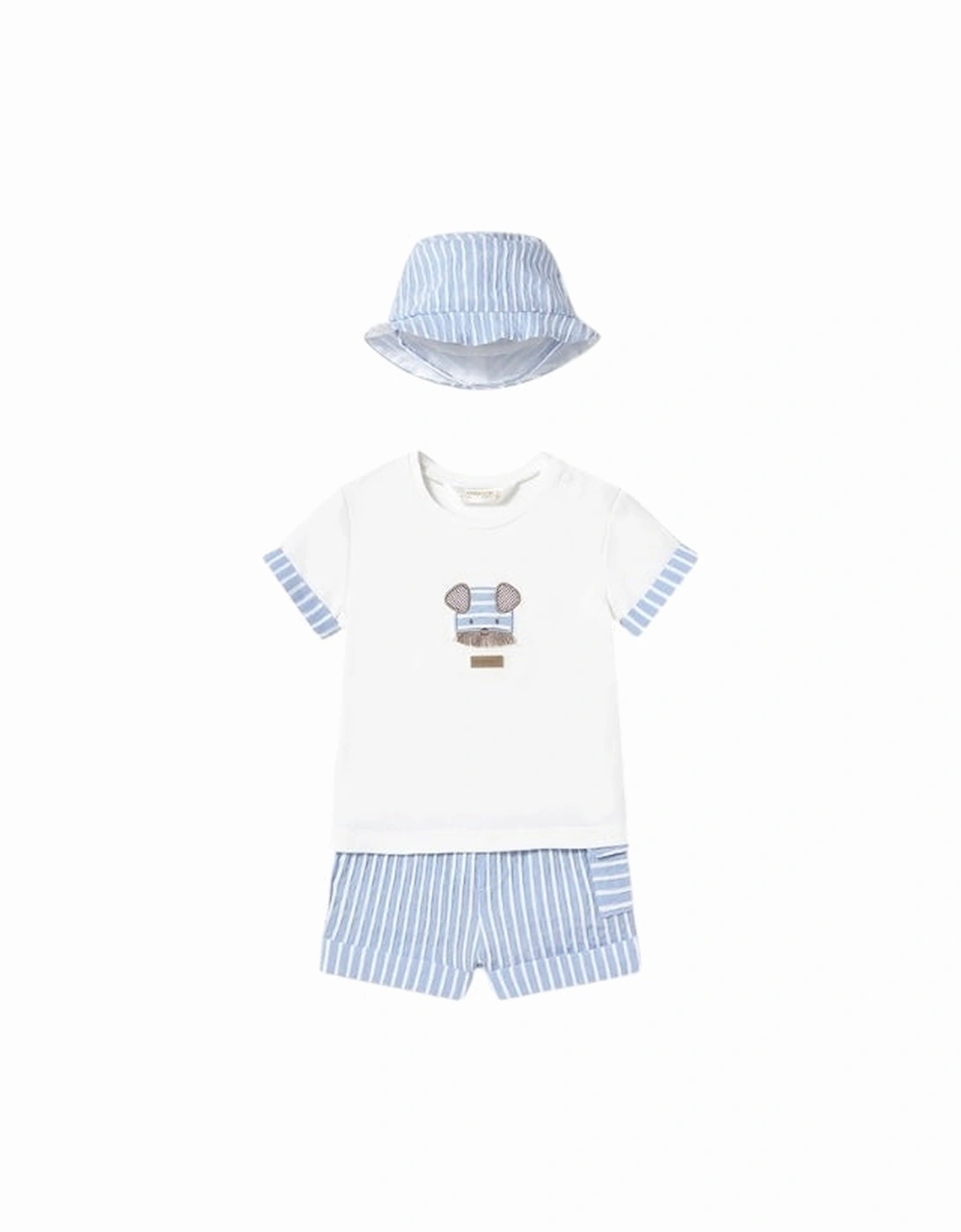 Boys Blue Stripe Short Set and Hat, 5 of 4