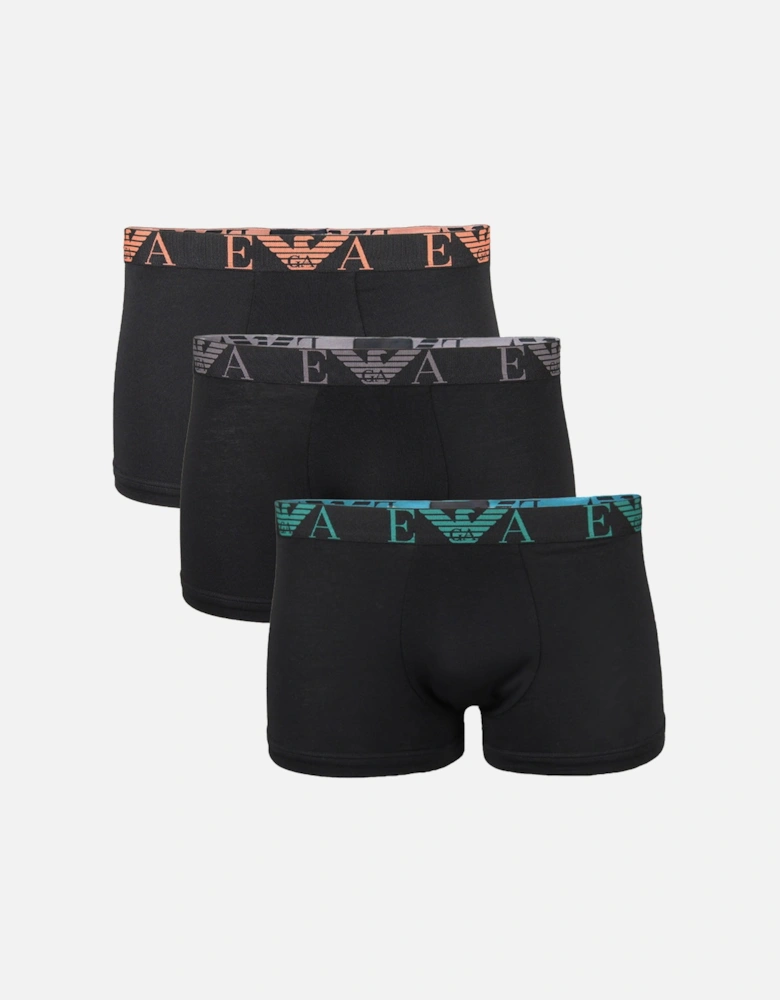 3-Pack Bold Monogram Boxer Trunks, Black