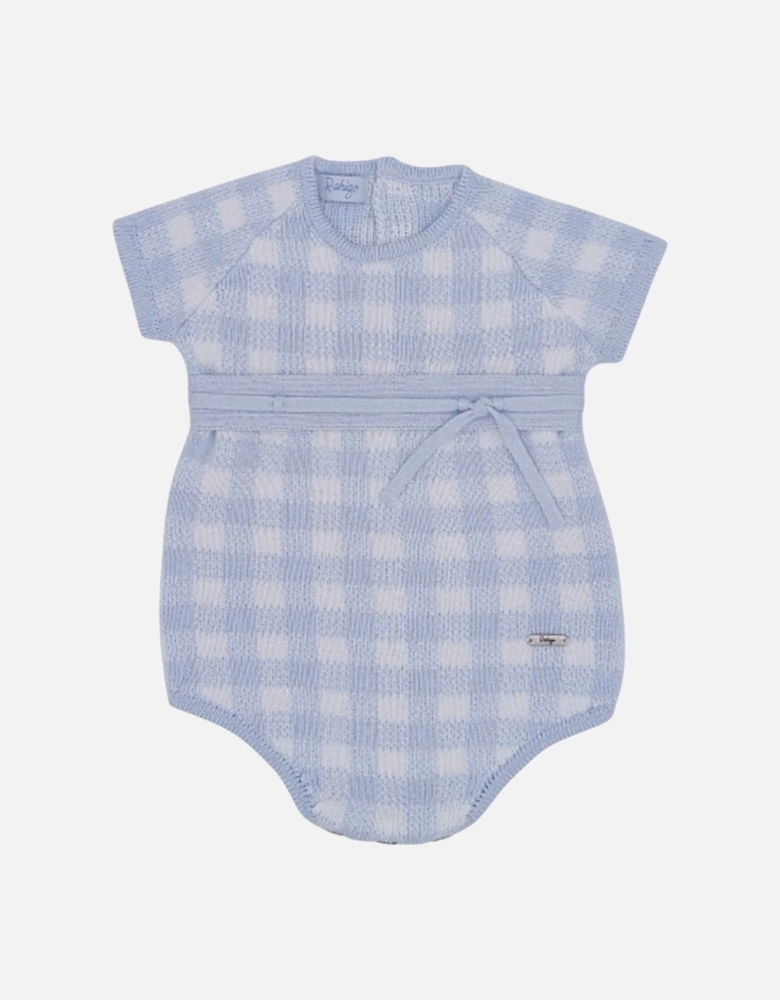 Boys Blue Gingham Knit Romper