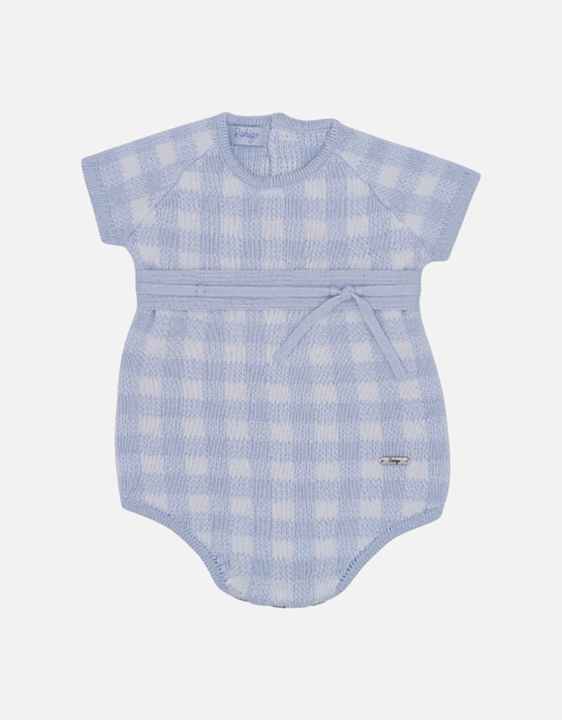 Boys Blue Gingham Knit Romper, 3 of 2