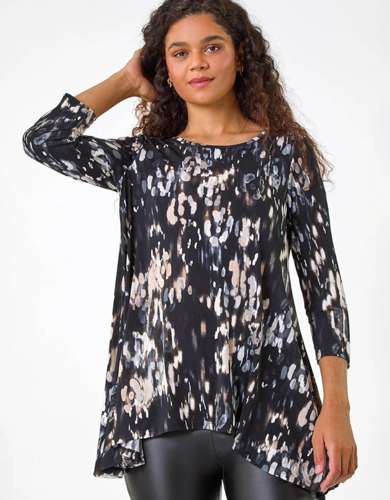 Abstract Print Tunic - Taupe