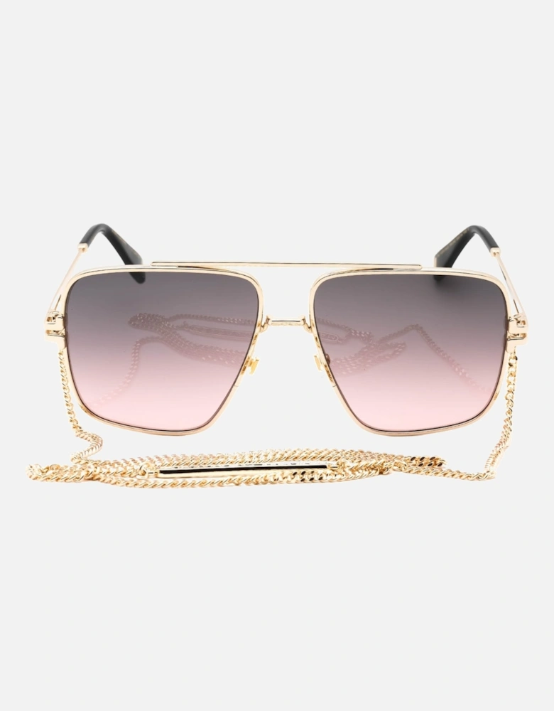 Brown Pink Gradient Lens Gold Sunglasses