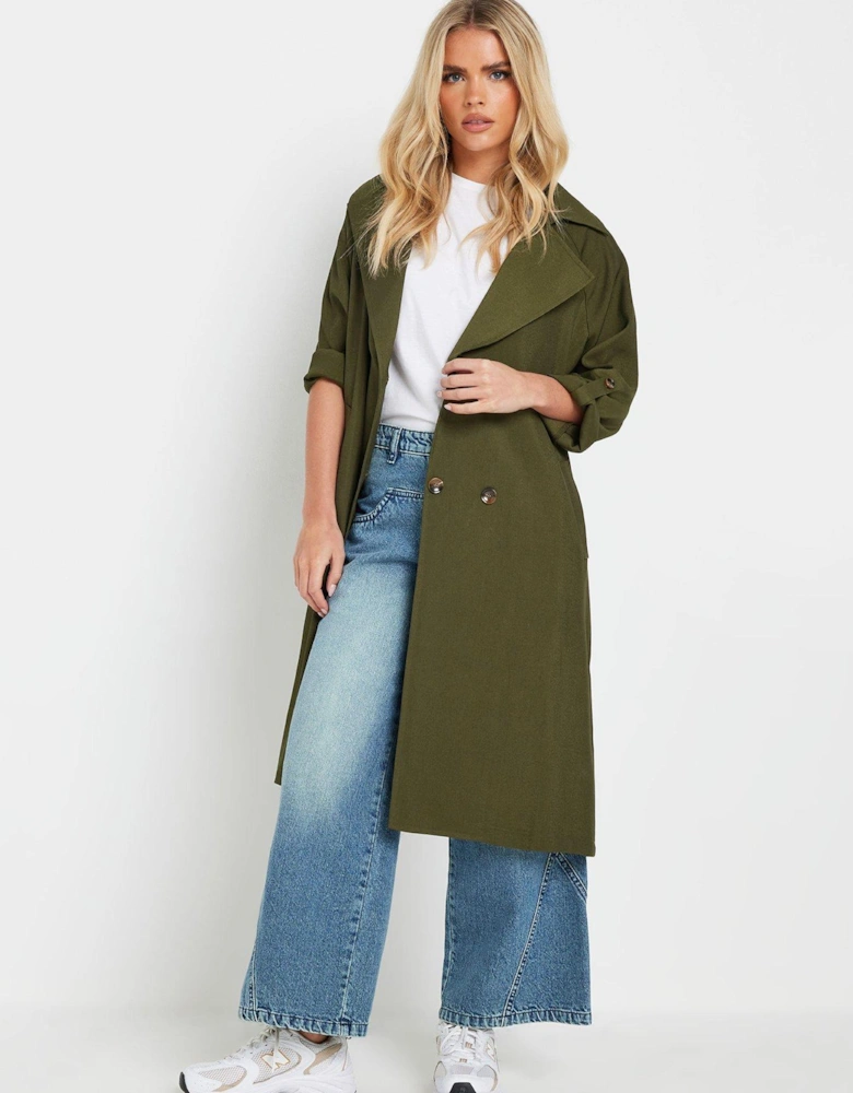 Petite Duster Trench Coat - Green