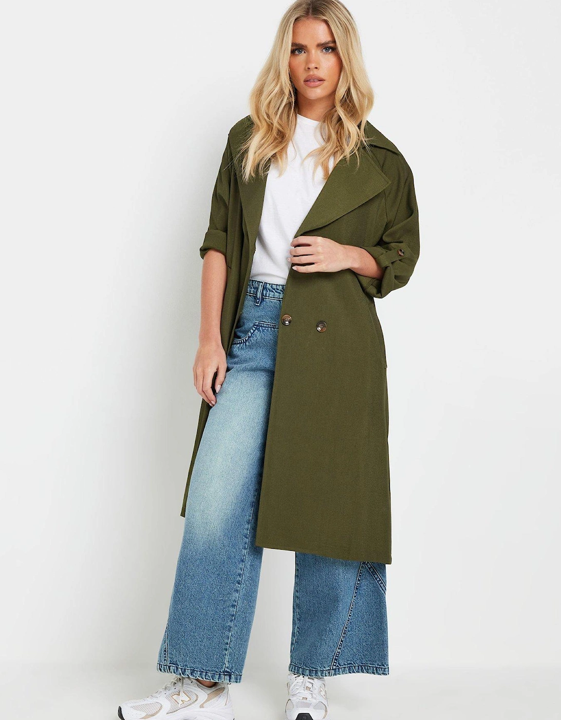 Petite Duster Trench Coat - Green, 2 of 1