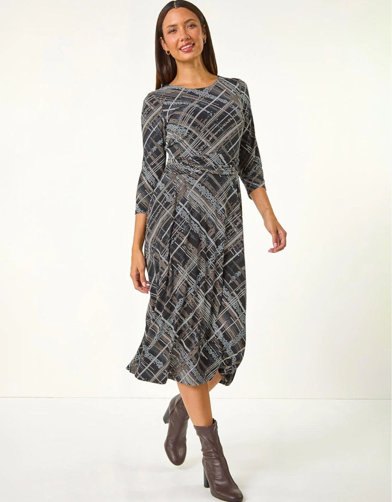 Abstract Linear Dress - Brown