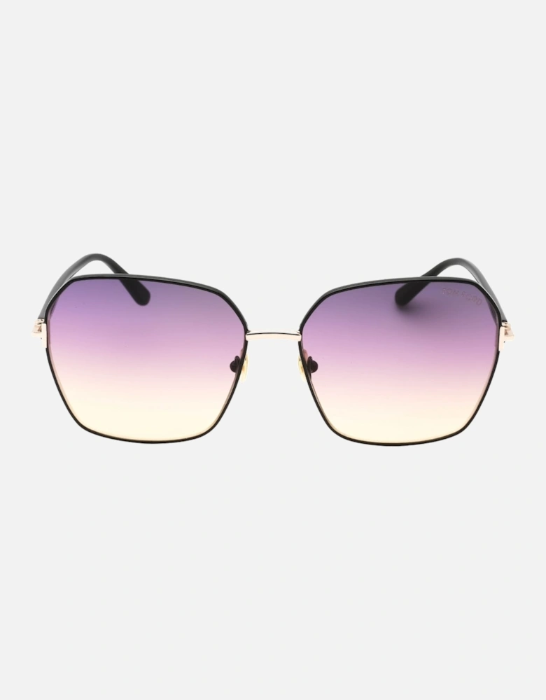 Claudia-02 Gradient Smoke Lens Shiny Black Sunglasses