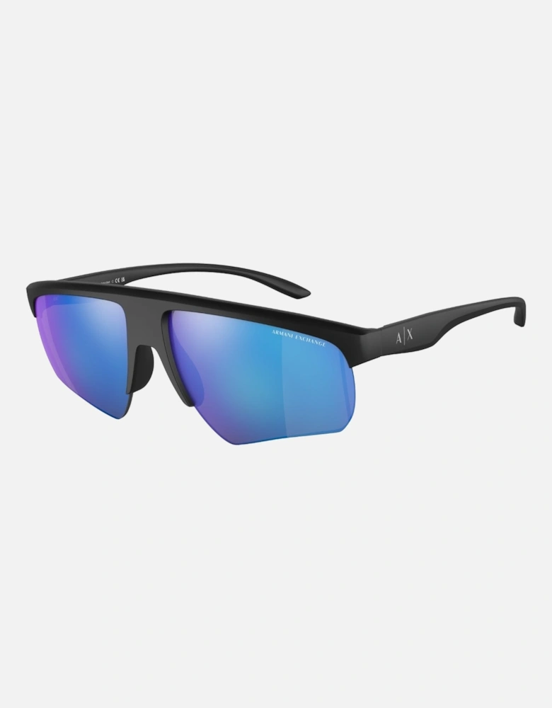 Blue Mirrored Lens Black Sunglasses